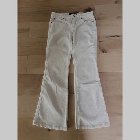 Y2K Low Rise Corduroy Flared Pants Off White Size 29 low Fit Wide legs Fall - Picture 2 of 10